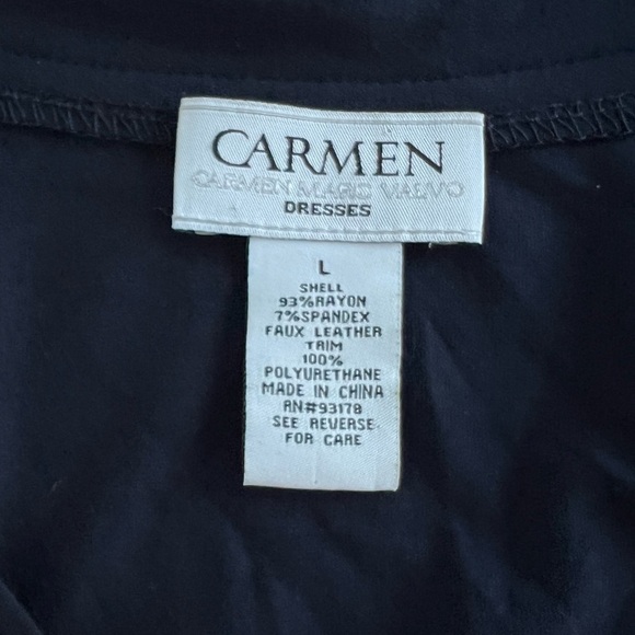 Carmen Marc Valvo Navy Cut and Sew
Faux Wrap Dress Size Large - Picture 4 of 12